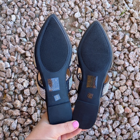 NIB Bling Rhinestone Sparkly Ring Mules Flats - Picture 9 of 10